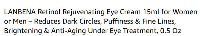 Retinol Rejuvenating anti-wrinkle Eye Cream
